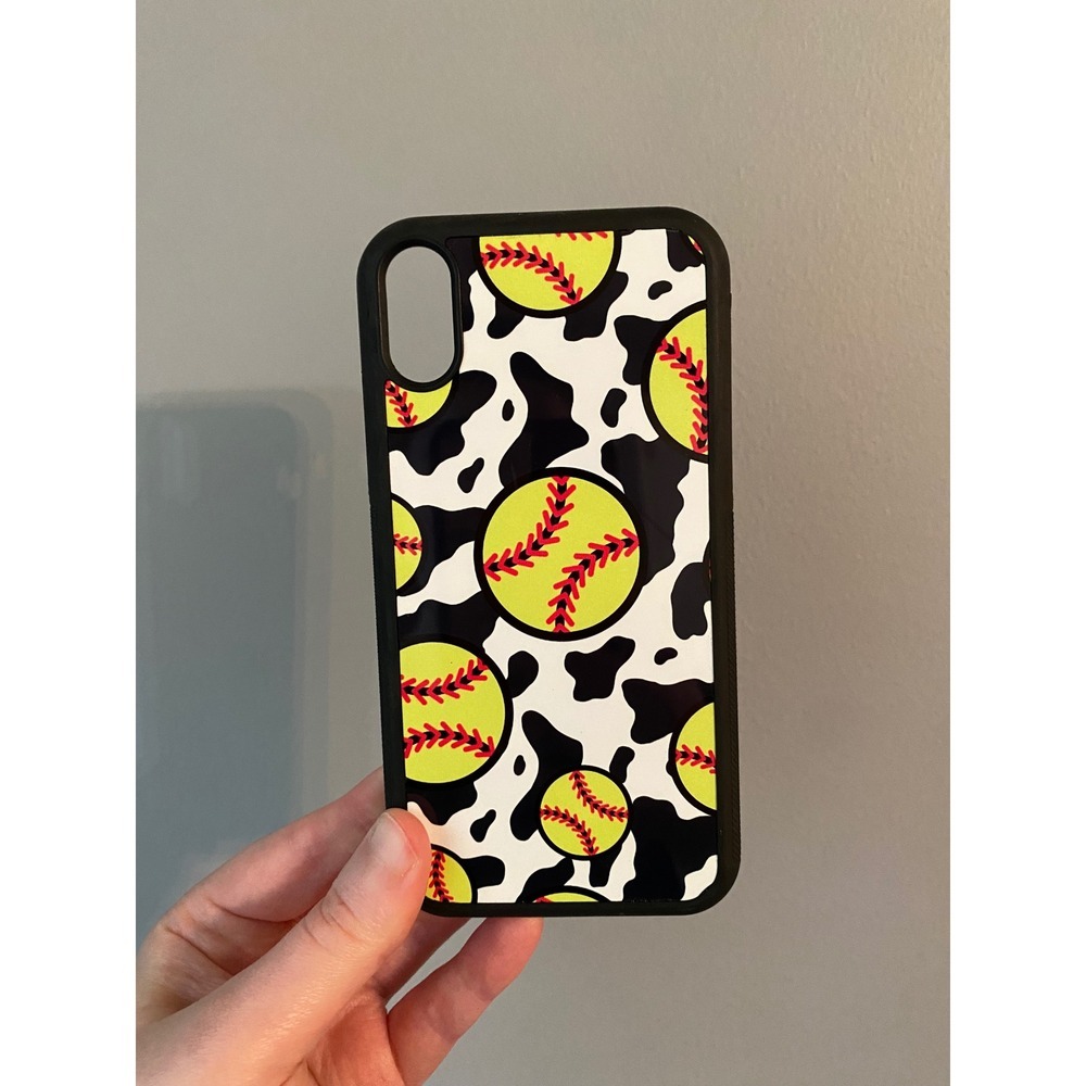 Softball Cow Print Phone Case Unisex iPhone XR Multicolor Athletic Western Style